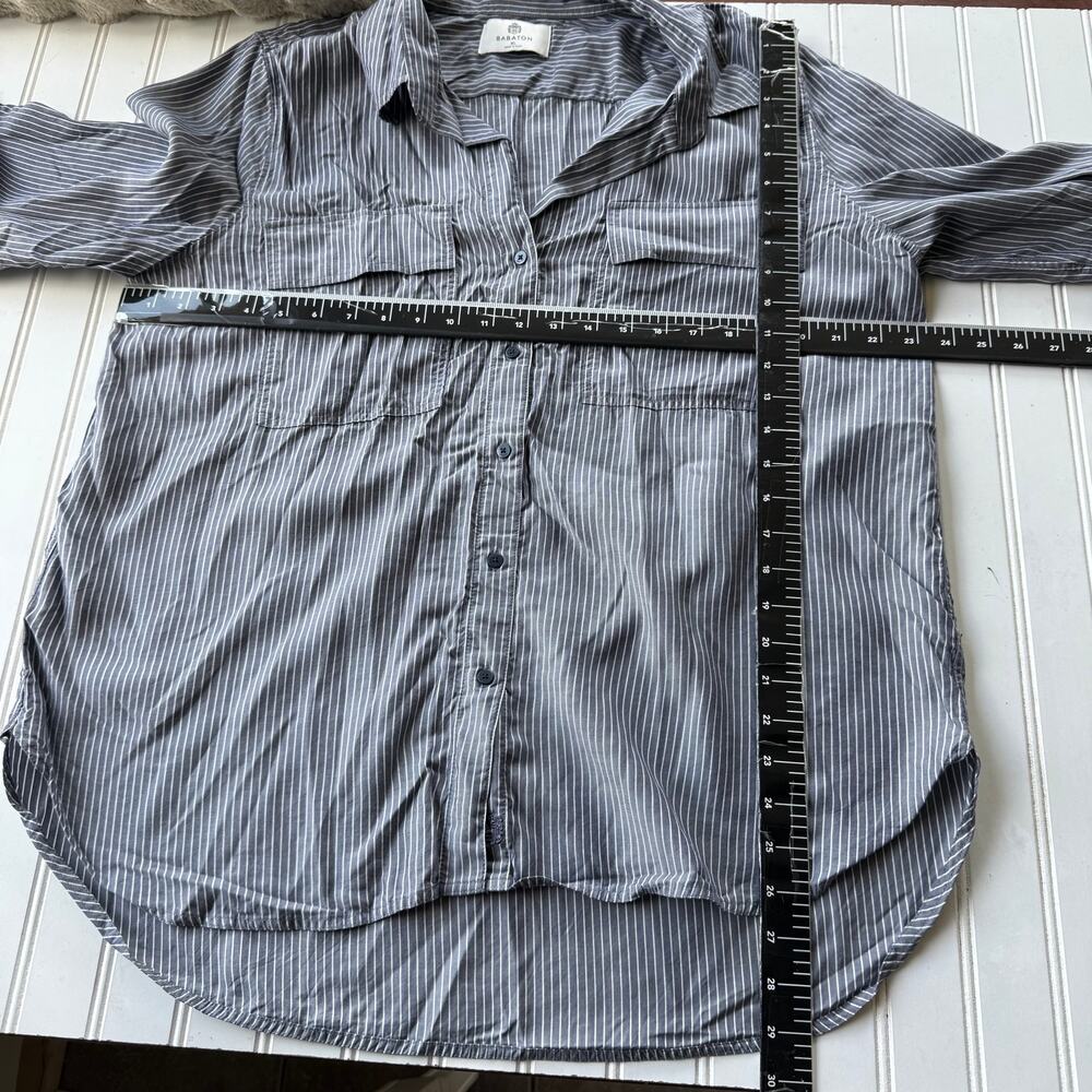Babaton Aritzia striped button-down shirt blue white pinstripe pattern. Size XL - Picture 11 of 12